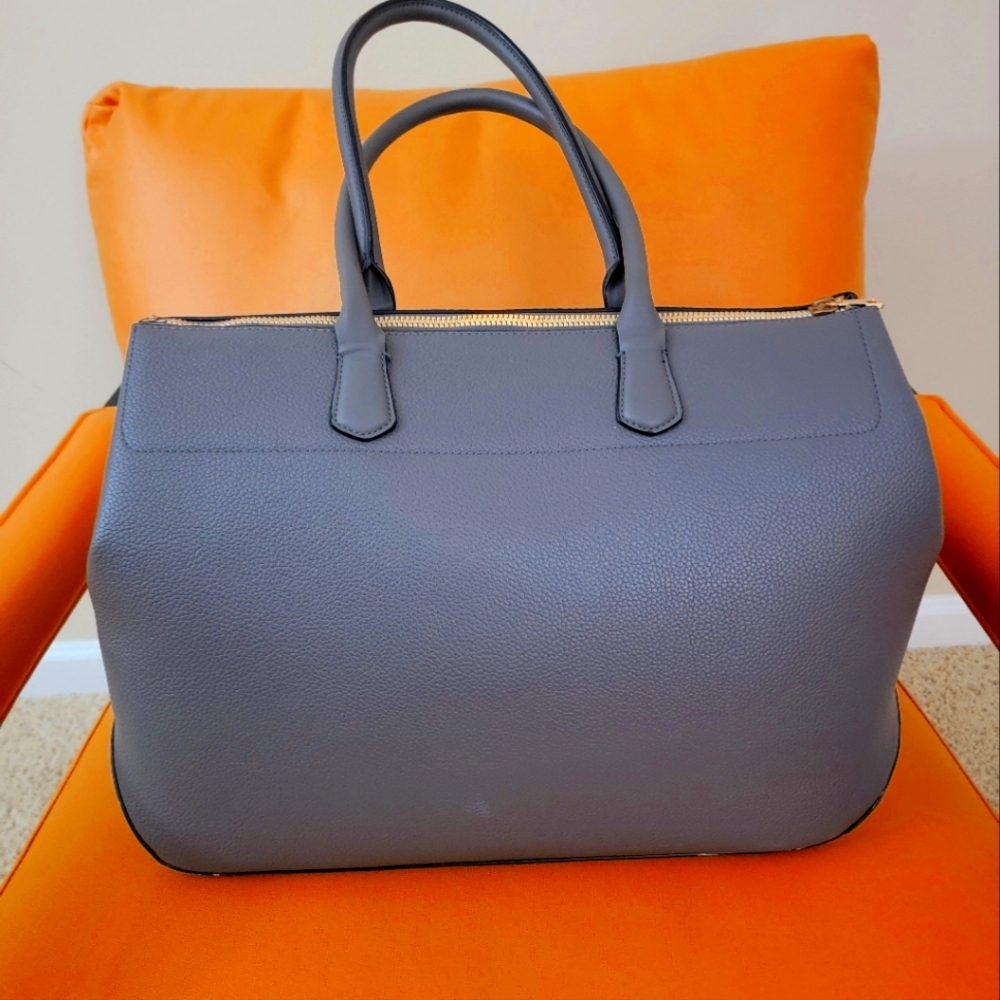 Women's Gray Leather Duffle / Purse / Bag
